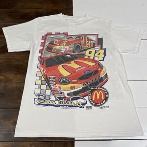 Vintage NASCAR Shirt Mens Large Bill Elliott McDonald's 1998 Full Graphic 90s